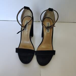 Steve Madden Carrson Black Suede Block Heel Sandals Womens 8M Ankle Strap